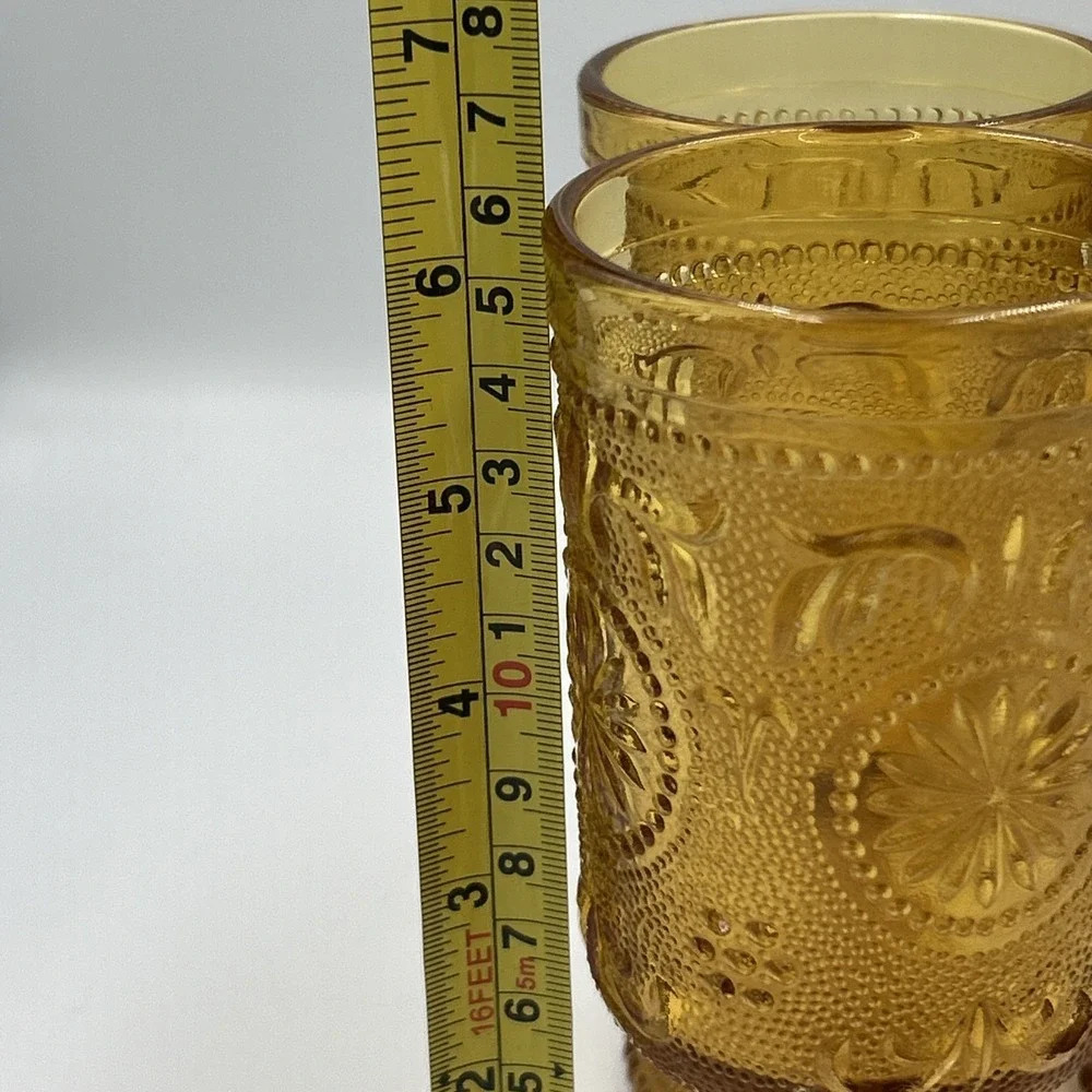 4‎ Tiara Brockway Concord Daisy Sandwich Amber Indiana Glass 6.25